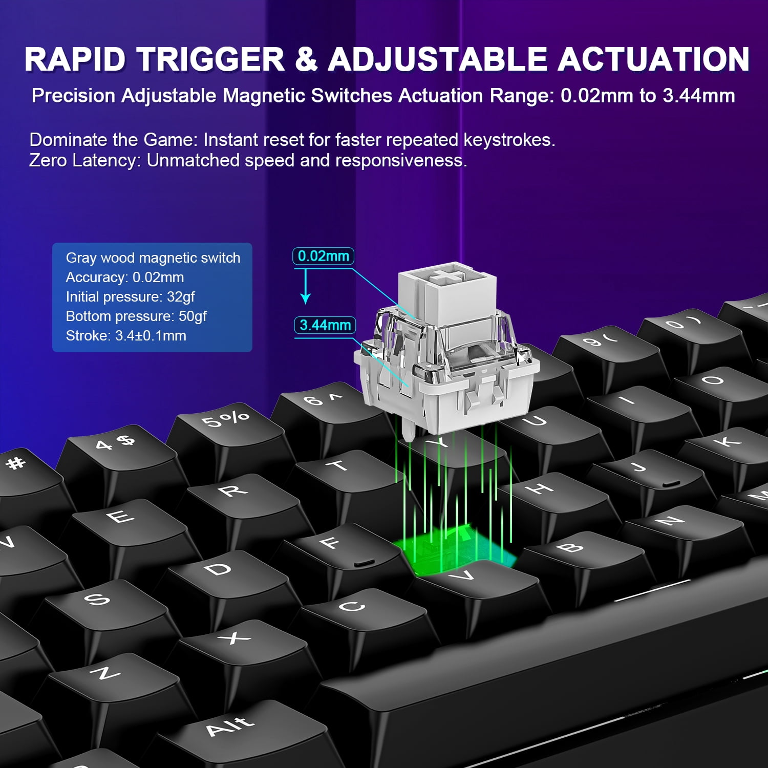 Aula WIN60 HE 60% Mechanical Gaming Keyboard, Magnetic Switch, 8000Hz Polling Rate, Adjustable Actuation Rapid Trigger Mode, RGB Hot Swappable PBT Keyboard Wired, 60 Percent Compact Design for PC