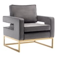 thumbnail image 1 of Chaise d'Appoint Carrie avec Cadre en Or en Tissu Gris, 1 of 9