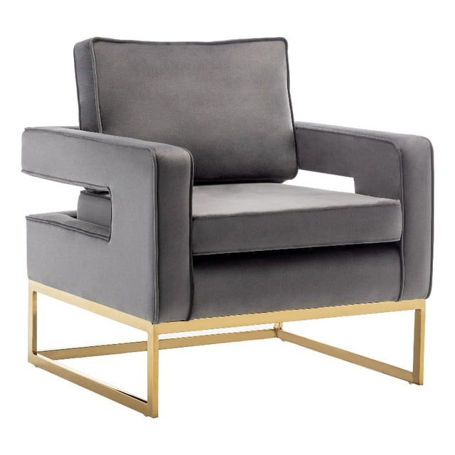 Chaise d'Appoint Carrie avec Cadre en Or en Tissu Gris