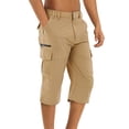 thumbnail image 4 of Yunliwuli Men Cargo Shorts, Button Zipper Closure Solid Anti-splash Summer Shorts Streetwear with Pockets, 4 of 6