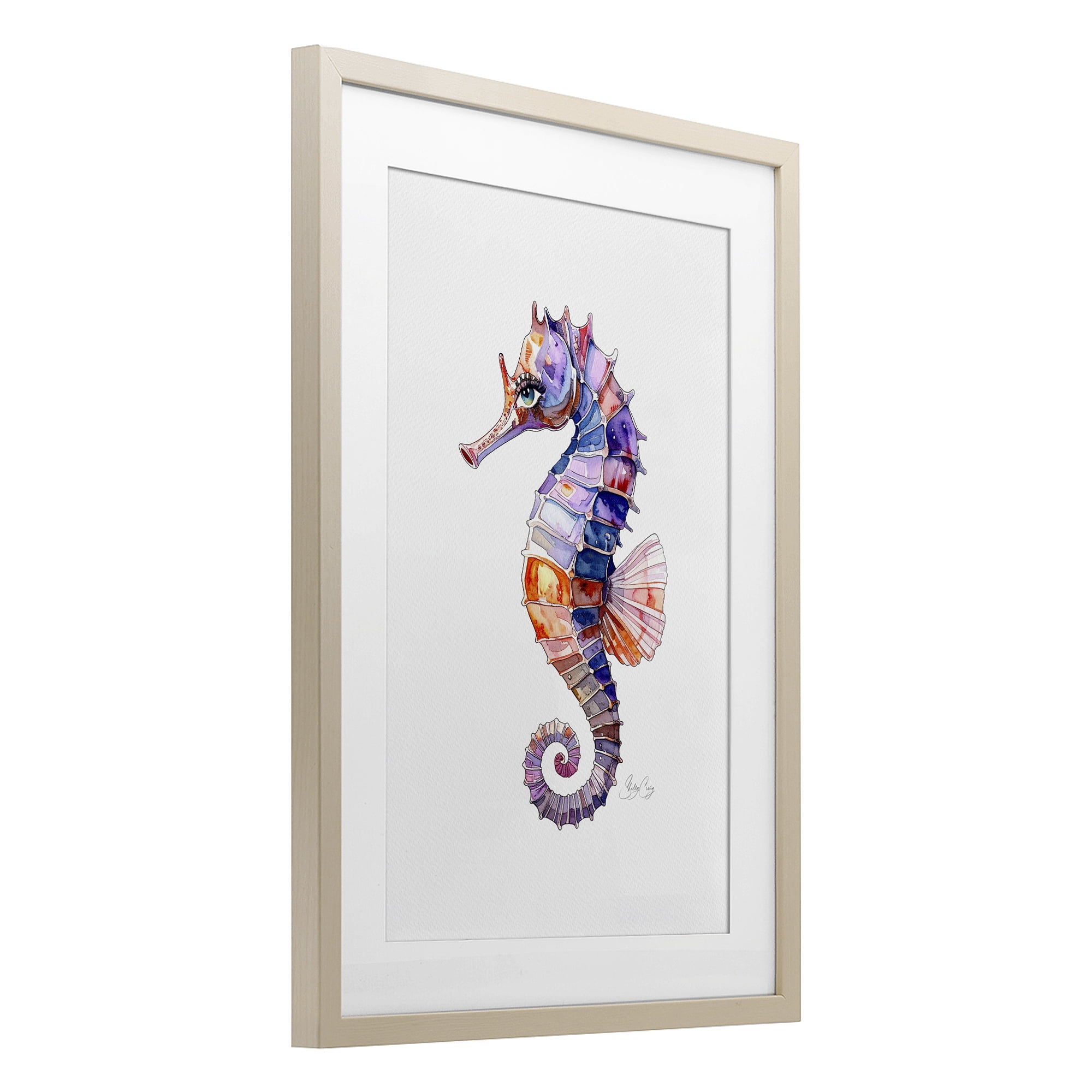 Stupell Industries Sea Whisper Seahorse Birch Framed Print Under Glass, design by Shelly Craig