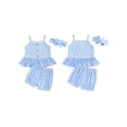 thumbnail image 2 of Raccmtaty Baby Girl Summer Outfits Floral Print Button Front Cami Tops with Shorts and Bow Headband, 2 of 8