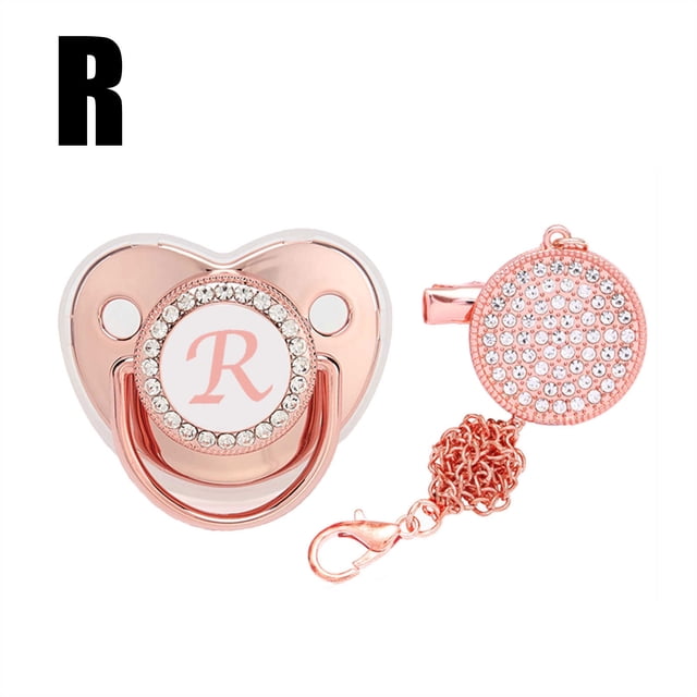 DPTALR Baby Pacifier 26 Letter Name Initial Clip Silicone Infant Nipple Bling Newborn Pacifier