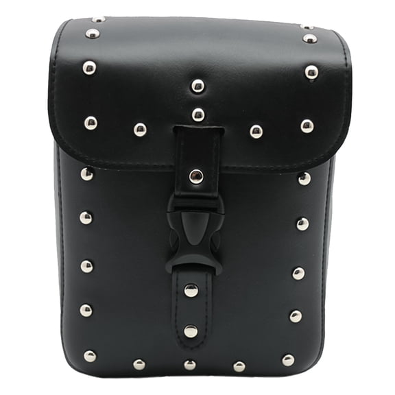 YOSADIER 1Pc Black Motorcycle Saddle Bag Premium PU Waterproof Travel Cruiser Style Saddlebag for Storage