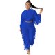 thumbnail image 1 of Gibobby Conjunto de Pantalones para Mujer Conjunto de dos piezas con ribete de flecos y capucha informal deportivo de moda para mujer(Azul,XL), 1 of 5