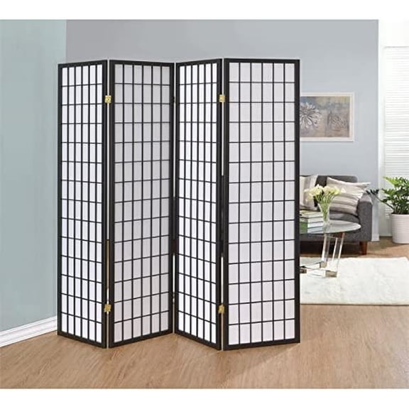 Stonecroft Hillman 4 Panel Folding Room Divider in Dark Gray