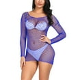 thumbnail image 3 of DISKEBUISS Womens Underwear Fishnet Seamless Mesh Netting Chemise Hollow Out Perspective Dress Sleepwear Nightwear Nightdress Blue One Size, 3 of 8