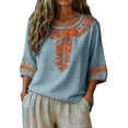 thumbnail image 4 of Womens Tops Casual Solid Stand Collar Button Down Shirt Spring Summer Shirts for Women Blue M, 4 of 9