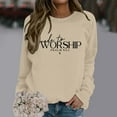 thumbnail image 2 of Arlun Made to Worship Sweatshirts Womens Christian Psalm Bible Verse Printed Graphic Pullover Tops Relaxed Fit Soft Comfortable Religious Faith Hoodless Sweatshirts Gifts Beige XL, 2 of 4