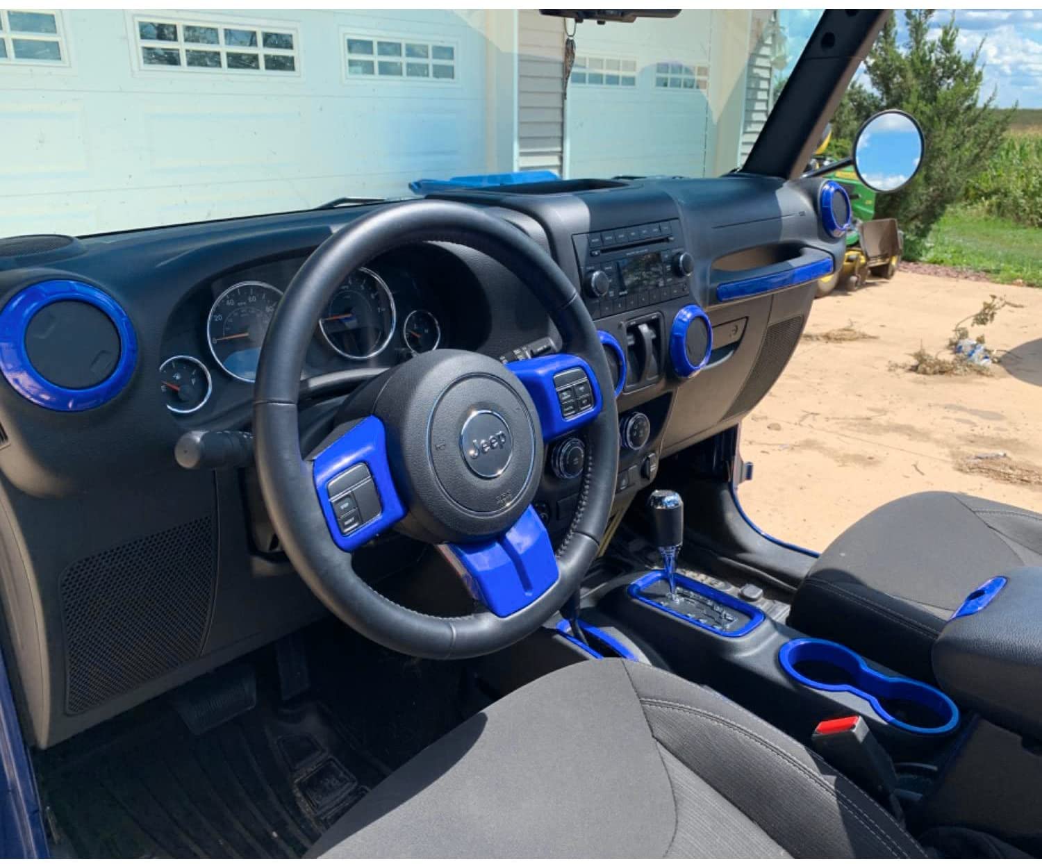 Sunluway 21 PCS Full Set Interior Trim Kit Fit for Jeep Wrangler JK JKU  2011-2018 2-Door4-Door (Blue)