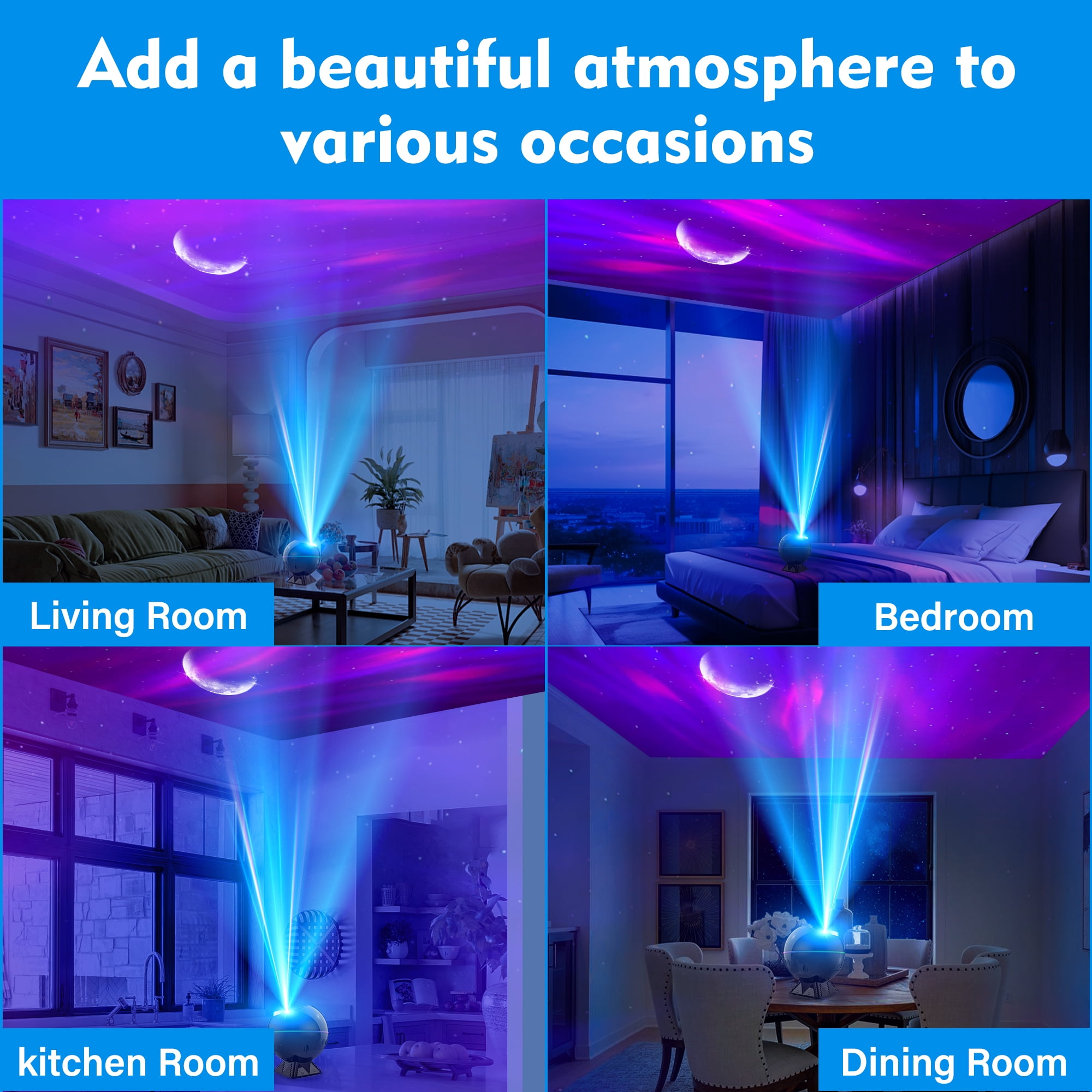 DAYBETTER Moon Star Galaxy Projector, Color Changing Ceiling Lamp,Gifts Girls Night Lights