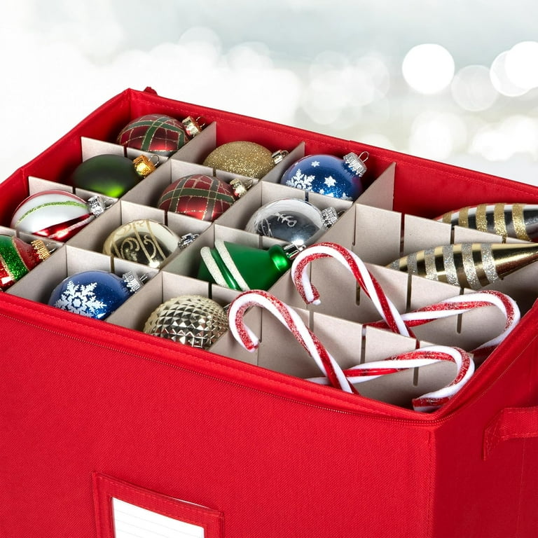 Large Christmas Ornament Storage Box - Durable 600D, Holds 80- 3