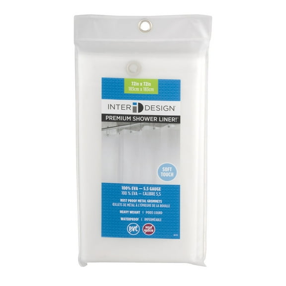 iDesign Premium Shower Liner, Standard 72" x 72", Frost