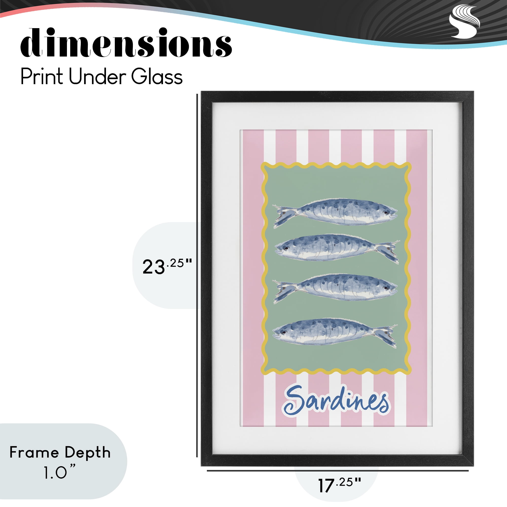Stupell Industries Pastel Striped Sardines Black Framed Print Under Glass, design by Patricia Pinto