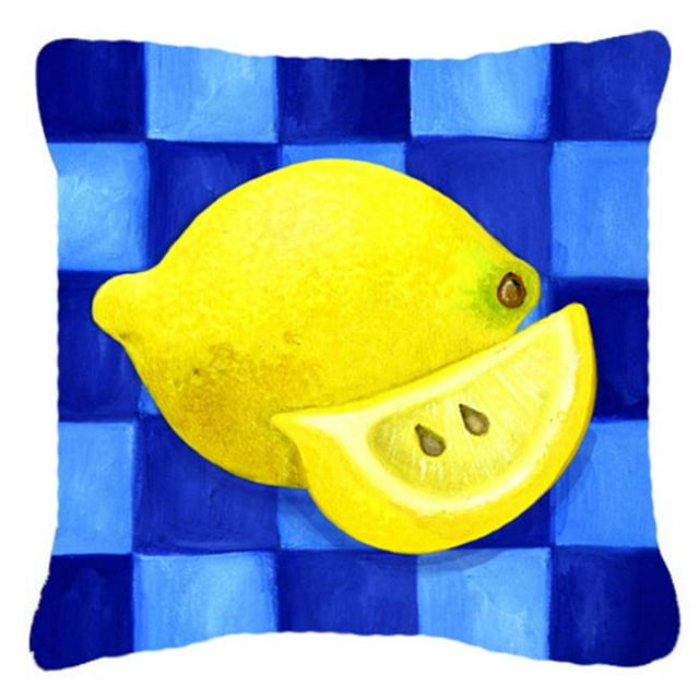 Coussin Décoratif en Toile Citron en Bleu par Ute Nuhn