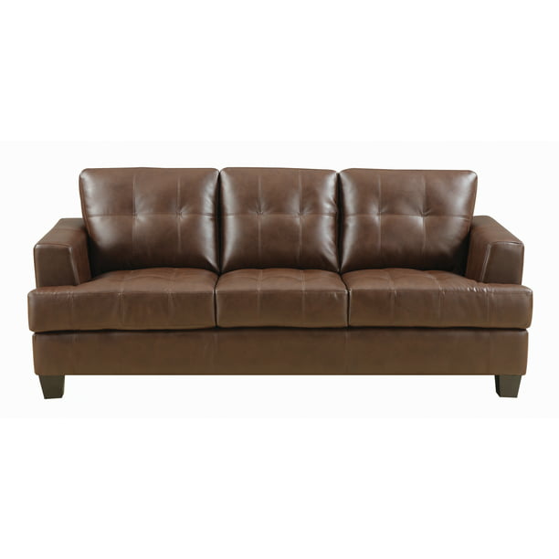 Samuel Transitional Dark Brown 85 Sofa, Dark Brown Leather Sofa Sleeper