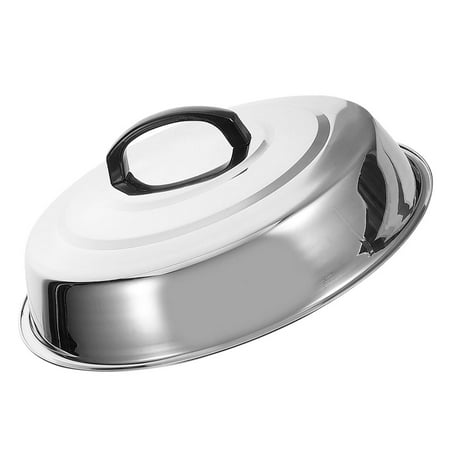 Worgeous Universal Pan Lid Stainless Steel Round Basting Cover Heavy Duty Cheese Melting Dome Griddle Grill Accessories Steaming Cover For Griddle Grill