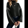 thumbnail image 2 of Suéteres de Punto Grueso para Mujer, Suéteres de Larga con Cuello Alto, Suéteres Holgados, Ropa de Moda de Invierno. Negro S, 2 of 10
