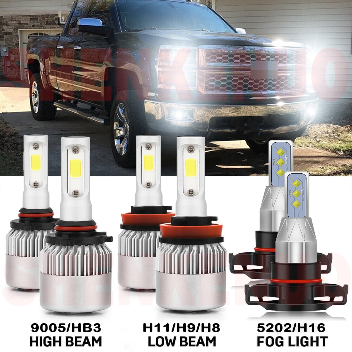 9005 H11 5202 LED Headlight High Low Fog Bulb For 20072015 Chevy