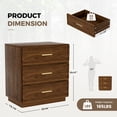 thumbnail image 2 of MOONMISS Modern 3-Drawer Nightstand Set of 2,Bedside Table with Sturdy Base & Gold Handles for Bedroom,Living Room,Walnut Finish, 2 of 7
