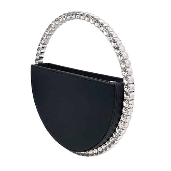 Sophisticated Round Clutch With Sparkling Rhinestones Elegant Women's Purse PU Handbag For Parties And Weddings