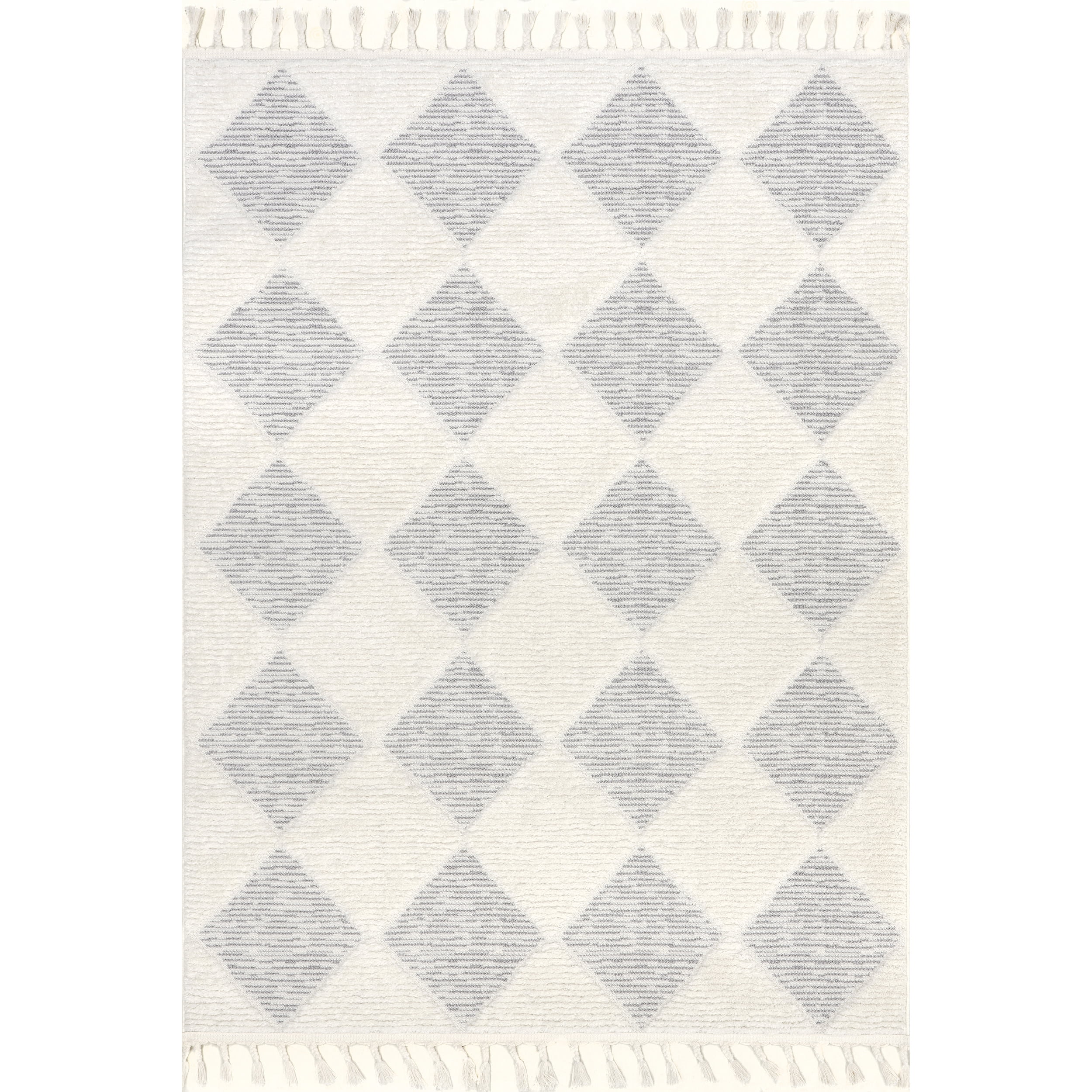 nuLOOM Marissa High/Low Diamond Tassel Area Rug, 2' 8" x 8', Runner, Off White