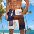 thumbnail image 2 of ZCFZJW Bermuda Shorts for Men Vintage Color Block Print Summer Drawstring Elastic Waist Beach Board Shorts Quick Dry Swim Trunks with Pockets Navy#03 XL, 2 of 5