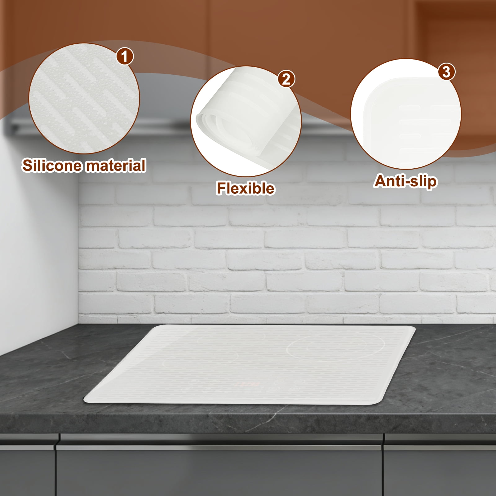 Uxcell 28 x 20 Inch Stove Top Cover for Electric Stove, 2Pcs Silicone Stripe Mat for Glass Top Cover Non-Slip Glass Cooktop Protector for Kitchen Oven Dish Drying Mat, Clear