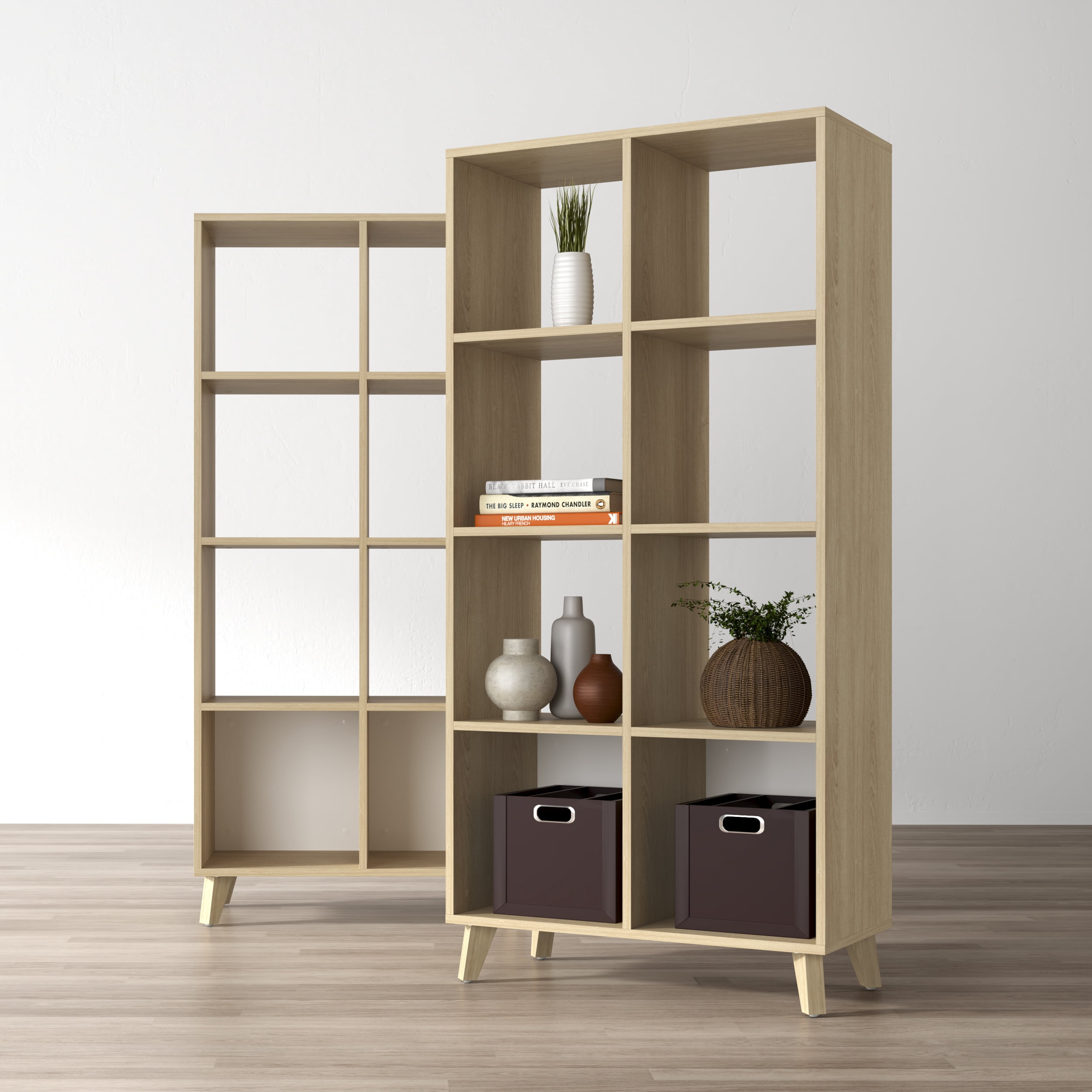 HON Basyx Commercial-Grade 66" High Modern Cube Bookcase, Real Wood Feet, Teak (BSXCUBETTT)