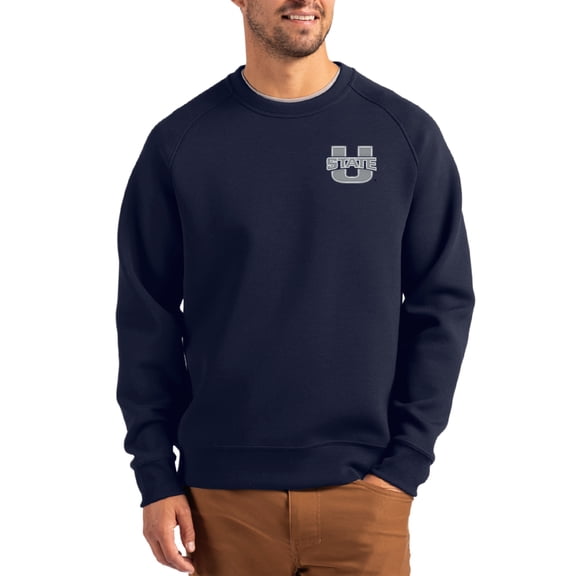 Men's Cutter & Buck Navy Utah State Aggies Roam Recycled Pullover