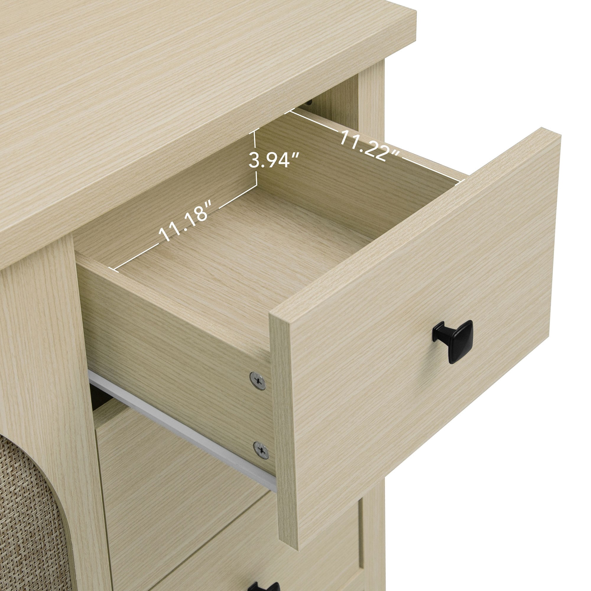 BSHTI Rattan 2-Door 3-Drawer Cabinet – Natural Farmhouse Storage Cabinet with Adjustable Shelves, Anti-Tip Safety, for Bedroom, Living Room, Study, Brown