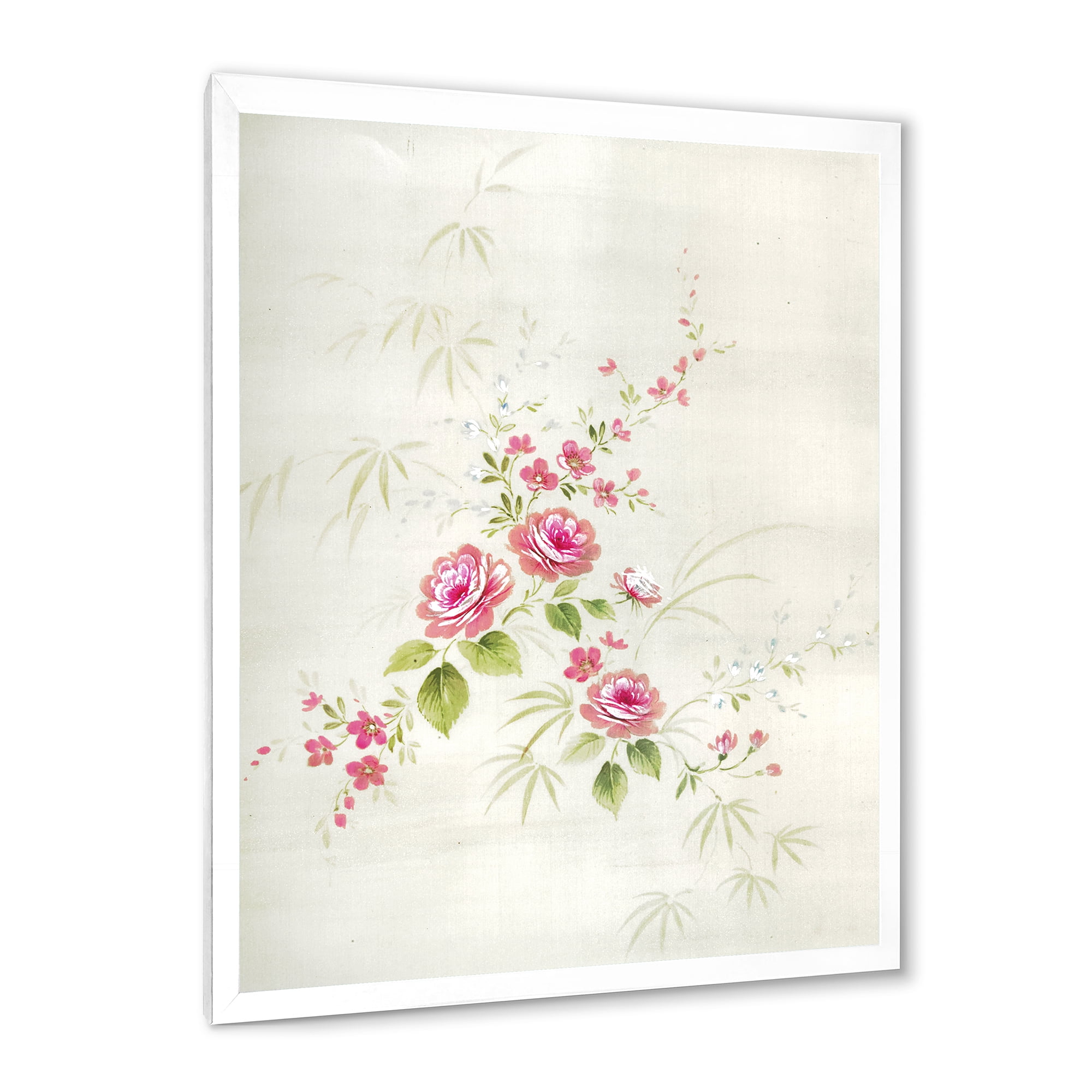 Designart 'Abstract Retro Drawing of Flowers II' Vintage Framed Art Print