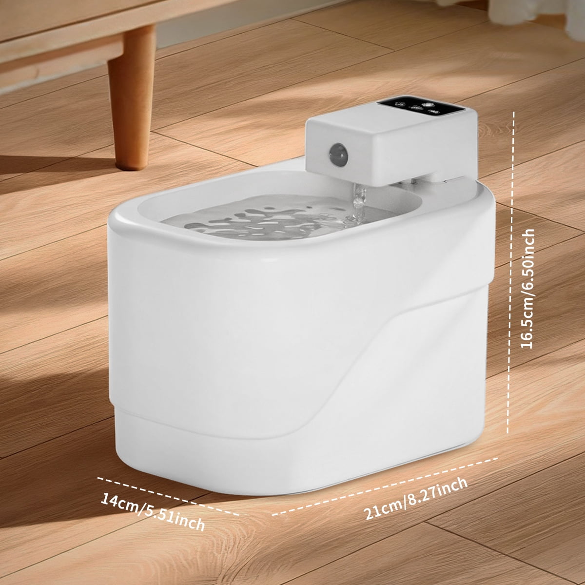 ZephyPaws Small Sugar Pet Water Dispenser,2000ML Smart Sensing Water Fountain for Cats and Dogs,Multi-Layer Filtration System,2500mAh Long Range Lithium Battery,Automatic USB Rechargeable,White