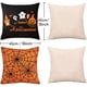 thumbnail image 2 of 4 fundas de almohada de Halloween, funda de almohada naranja y negra, decoración de funda de cojín para sofá cama de lino Happy Halloween (18 x 18 pulgadas) Ormromra Cojines, 2 of 8