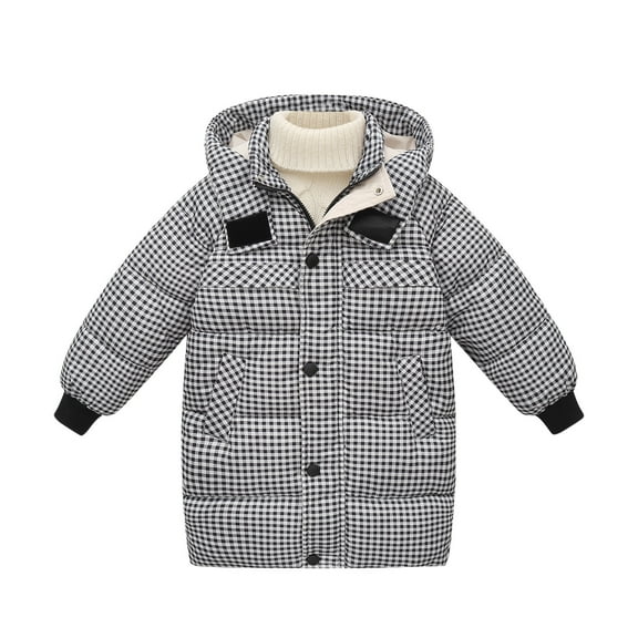 Utlike Toddler Boys Jacket Winter Plaid Coat Windproof Outwear Warm Jacket Down Coat Hooded Wadding Outwear Durable Boys Jackets Regular Fit Size 2 Years-3 Years
