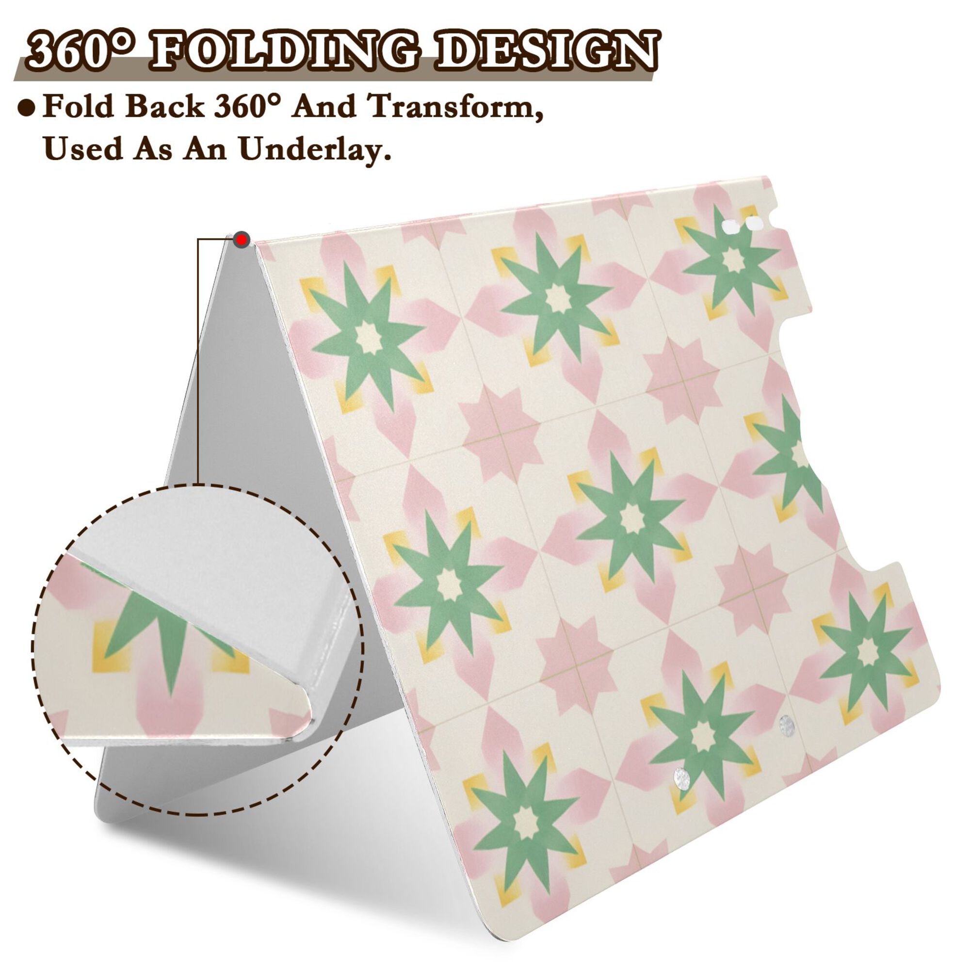 FORMRS A4 Clipboard Folder with Pen Holder Horizontal Foldable School Office Binder, Retro Green Stars