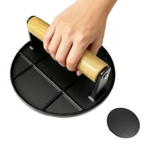 RYLZX 6" Smash Burger Press for Griddle, Round Hamburger Smasher Tool Aluminum Alloy Bacon Meat Grill Press for Smash Burgers with Wooden Handle -Black
