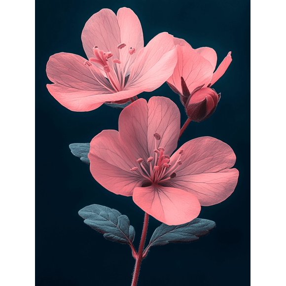 Qisvanset Framed Canvas Wall Art 12x16 Inch Pink Geranium Rose Floral Panoramic Wall Art Print