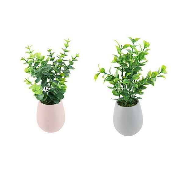 GREENERY IN OVAL CERAMIC POT, 2 ASSORTED, GREEN, 23CM