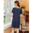 thumbnail image 3 of Ekouaer Nightgowns for Women Short Sleeve Sleep Shirts V Neck Nightshirts Soft Sleepshirt Caual T Shirt Sleepdress Navy Blue M, 3 of 6