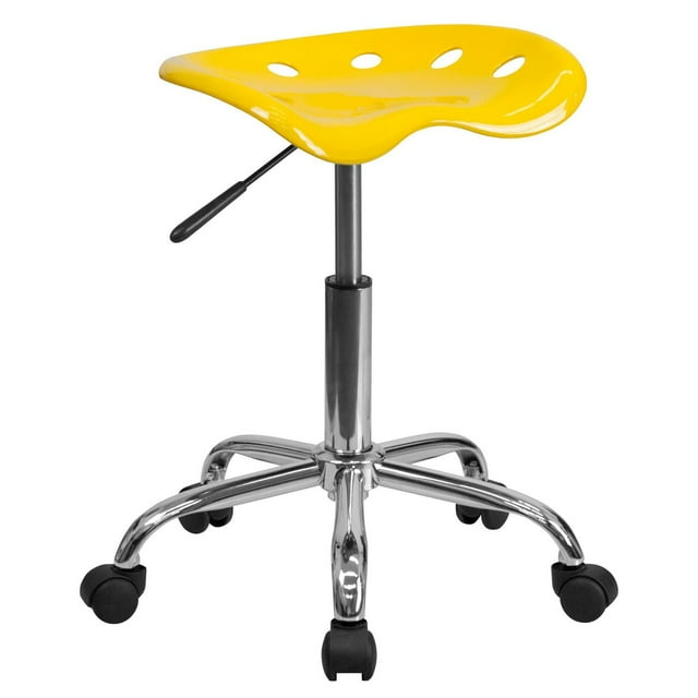 Vibrant Yellow Tractor Seat and Chrome Stool