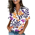 thumbnail image 1 of Camisetas para las mujeres Casual manga corta estampado botón delantero con bolsillo en el pecho, Tops cortos para las mujeres no incluidos, 1 of 7