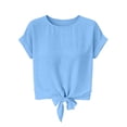 thumbnail image 7 of Stamzod Womens Blouses Dressy Casual Summer Tops Short Sleeve Shirts with Bowknot Fashion Clothing 2026 Light Blue S, 7 of 7