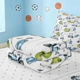 thumbnail image 5 of Manfei Boys Sports Zipper Queen Comforter Set with Fitted Sheet and 2 Pillowcases, Golf Zipper Bedding Set, LightBlue Green White, 5 of 7