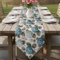 thumbnail image 6 of Teal Hydrangea Table Runner Linen Burlap Table Runner 70 Inches Long Retro Botanical Floral Farmhouse Dresser Scarves for Kitchen Island Coffee Dining Room Party Wedding Holiday Decoration 13"x70", 6 of 8