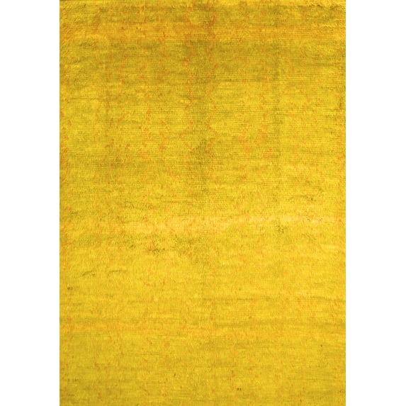 Ahgly Company Indoor Rectangle Abstract Yellow Contemporary Area Rugs, 7' x 10'