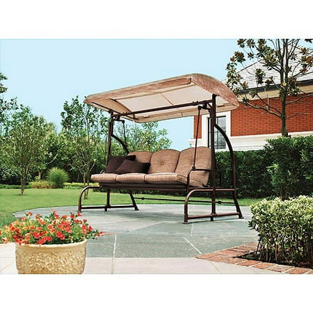 Garden Winds Replacement Canopy Top for Walmart's Sand Dune 3-Seater Swing, DARK BROWN, Riplock