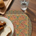 thumbnail image 3 of Brown Red Floral Boho Round 13 Inch Placemats Set of 4, Vintage Ethnic Tribe Abstract Art HeatResistant Non Slip Place Mats for Dining Table, Wipeable Braided Kitchen Table Mats for Housewarming, 3 of 9