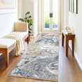 thumbnail image 2 of Garvee 2'x6' Modern Abstract Runner Rug Washable Rug with Non Slip Backing, Low Pile Stain Resistant Indoor Carpet for Hallway Bedroom Kitchen, Light Gray, 2 of 7