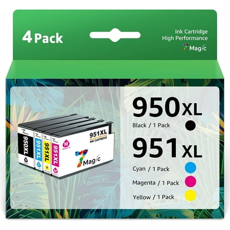 950XL 951XL 7Magic High Yield 950xl 951xl Combo Pack Ink Cartridges Replacement for HP 950 951 XL for OfficeJet Pro 8600 8610 8620 8100 8630 8660 8640 8615 8625 276DW 251DW Printer(4 Pack)